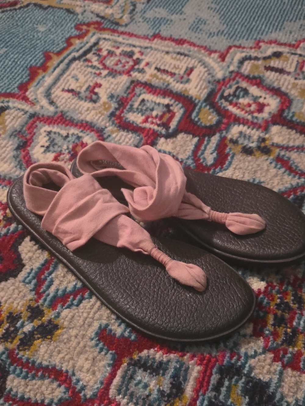 Women's Sanuk Pink Fabric Thong Sandals